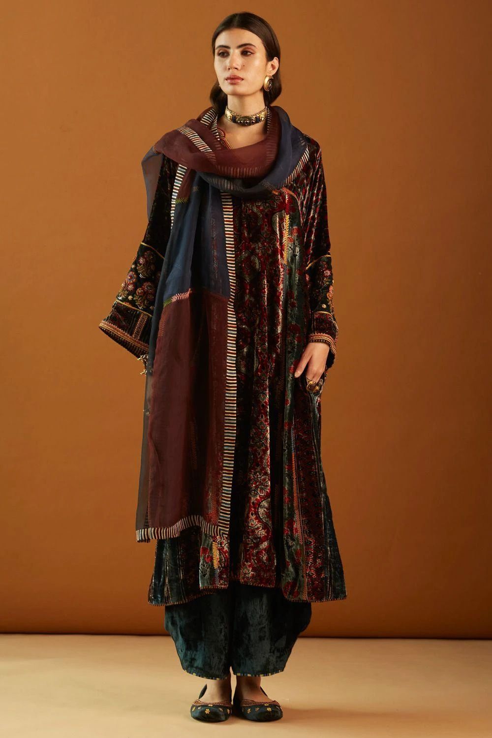 Sunira Designs Indigo Velvet Cowl Pants 2 Sunira Designs Indigo Velvet Cowl Pants - Image 2