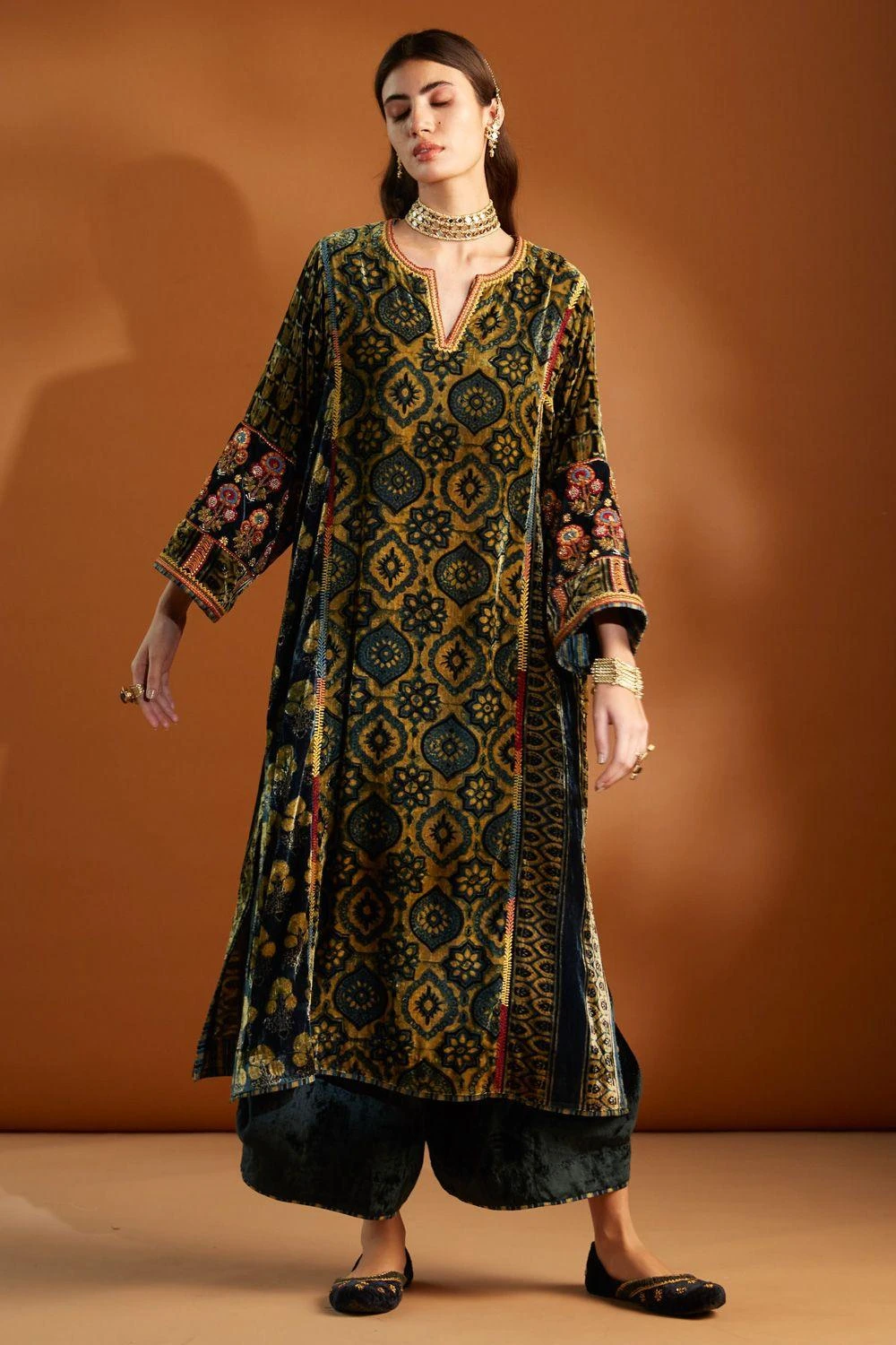 Sunira Designs Indigo Velvet Cowl Pants 3 Sunira Designs Indigo Velvet Cowl Pants - Image 3