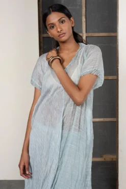 Urvashi Kaur Ciel Blue Genesis Tunic In Chanderi Silk -Cheap Wovencia Store va 24 2