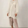Urvashi Kaur Ash Grey Quartz Pants In Linen Silk