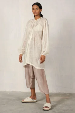 Urvashi Kaur Ash Grey Quartz Pants In Linen Silk