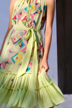 Varun Bahl Pret Colour Block Printed Green Dress -Cheap Wovencia Store vb pr2 bk21 d51 4