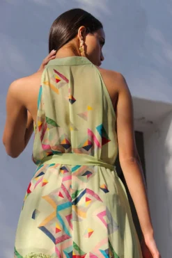 Varun Bahl Pret Colour Block Printed Green Dress -Cheap Wovencia Store vb pr2 bk21 d51 5