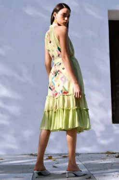 Varun Bahl Pret Colour Block Printed Green Dress -Cheap Wovencia Store vb pr2 bk21 d51 7