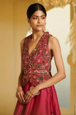 Varun Bahl Fuchsia Pink Embroidered Lehenga Set -Cheap Wovencia Store vbcw2020tbz 11 4