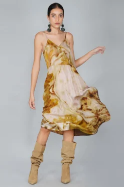 YAVI Leaf Impressionist Silk Dress -Cheap Wovencia Store yc10d 33 2