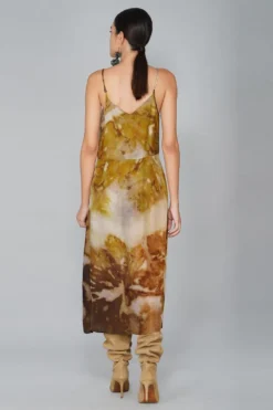 YAVI Leaf Impressionist Silk Dress -Cheap Wovencia Store yc10d 33 5