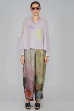 YAVI Impressionist Printed Linen Pants