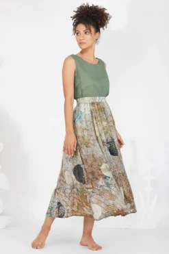 YAVI Lantinus Crepe Viscose Skirt -Cheap Wovencia Store yc11sk 02 4